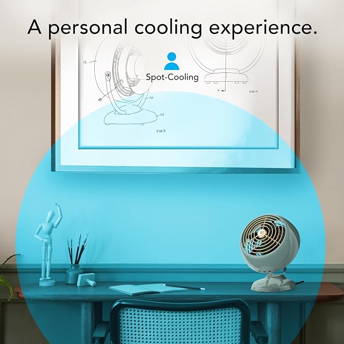 VFANTM Mini Fan, Classic Vintage Fan, Retro Metal Air Circulator, For Desk & Bedside, 2 Speeds, Adjustable Tilt, Personal