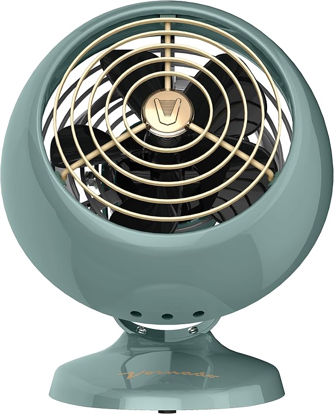 VFANTM Mini Fan, Classic Vintage Fan, Retro Metal Air Circulator, For Desk & Bedside, 2 Speeds, Adjustable Tilt, Personal