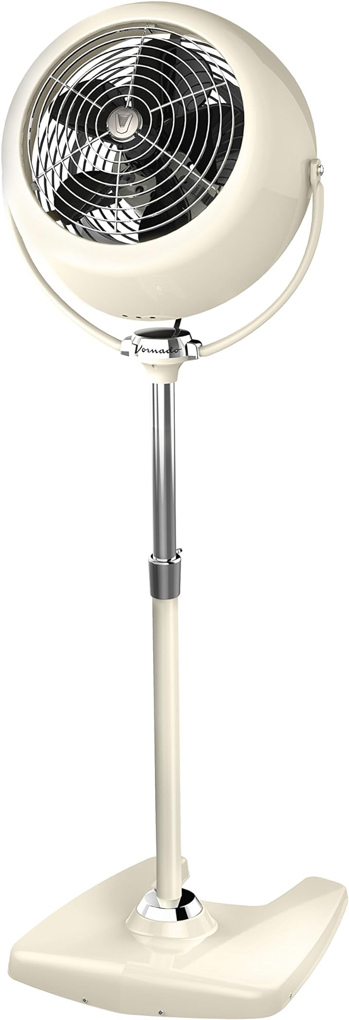 VFANTM Sr. Pedestal Fan, Vintage Metal Standing Air Circulator, 3 Speeds, Adjustable Height 42-55 in, Tilt Head, Circulator