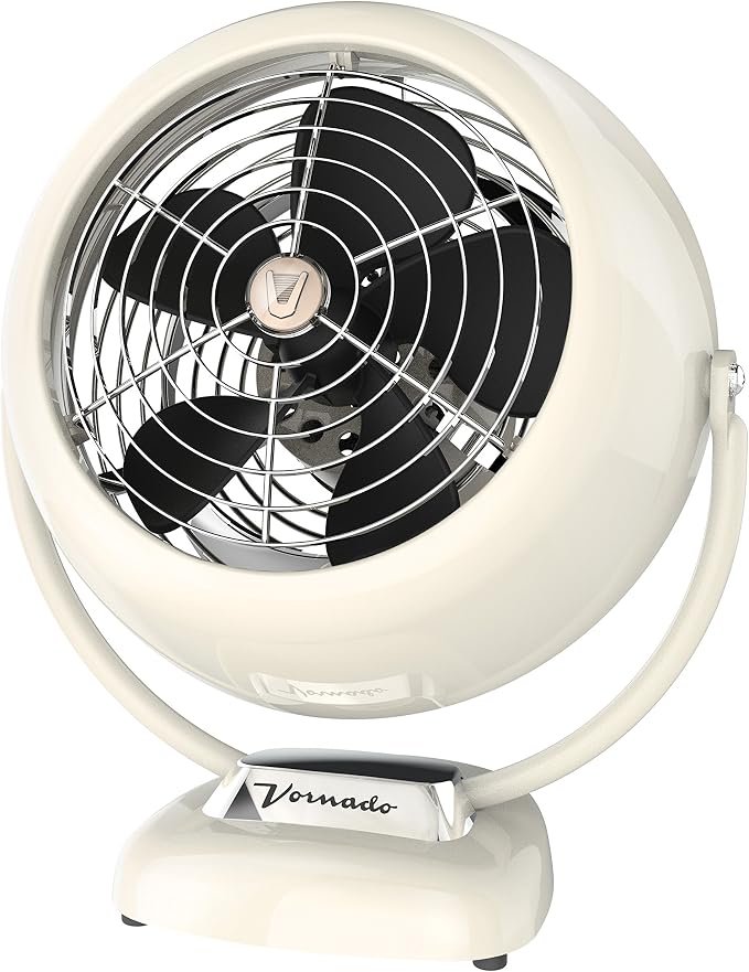 VFANTM Vintage Air Circulator Fan, 3-Speed, Metal, Desktop Table Fan for Bedroom, Office, Cooling, with Adjustable Tilt