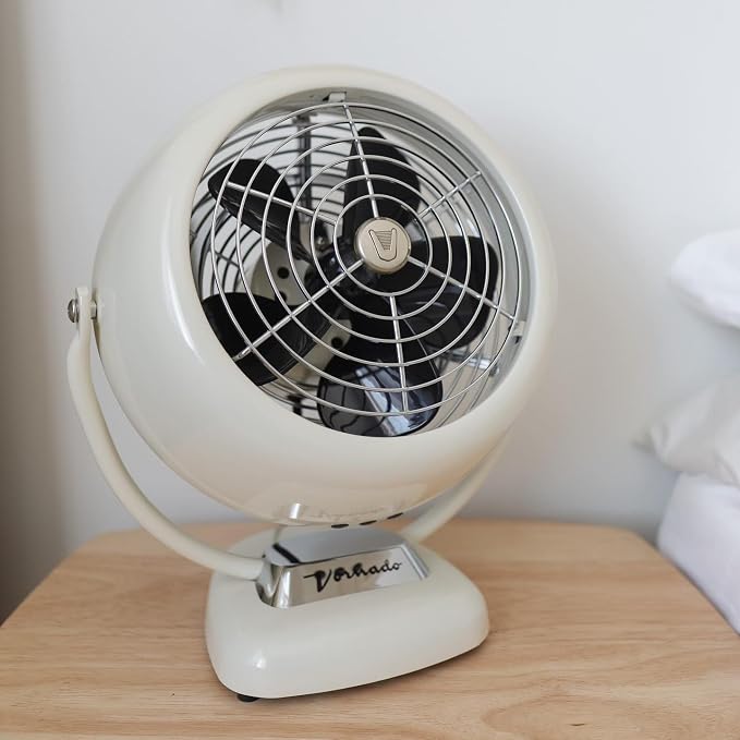 VFANTM Vintage Air Circulator Fan, 3-Speed, Metal, Desktop Table Fan for Bedroom, Office, Cooling, with Adjustable Tilt