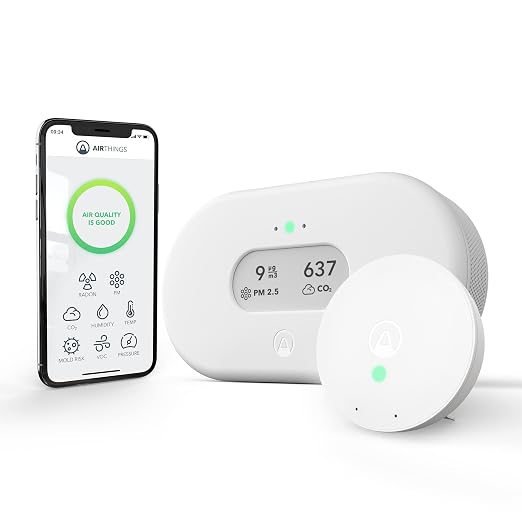 View Plus & Wave Mini - Multi Room Air Quality Monitor with PM 2.5, CO2, VOC, Humidity & Temperature Detector, Mobile APP