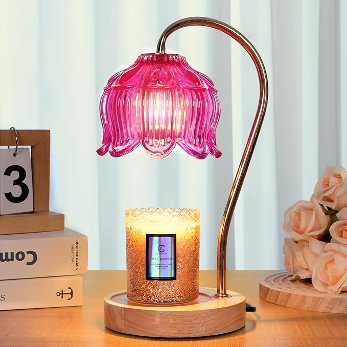 Vintage Flower Candle Warmer Lamp with Timer & Dimmer - Lotus Candle Lamp Warmer - Fits All Jar Scented Candles,Unique Gifts