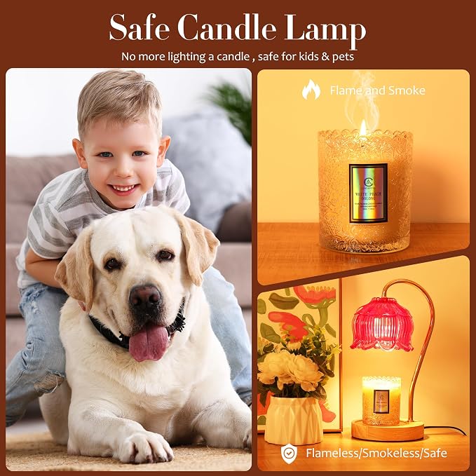 Vintage Flower Candle Warmer Lamp with Timer & Dimmer - Lotus Candle Lamp Warmer - Fits All Jar Scented Candles,Unique Gifts