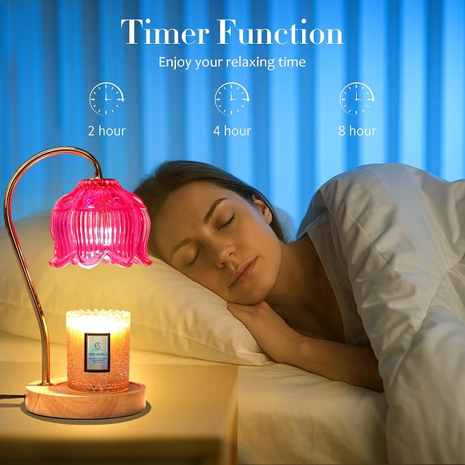 Vintage Flower Candle Warmer Lamp with Timer & Dimmer - Lotus Candle Lamp Warmer - Fits All Jar Scented Candles,Unique Gifts