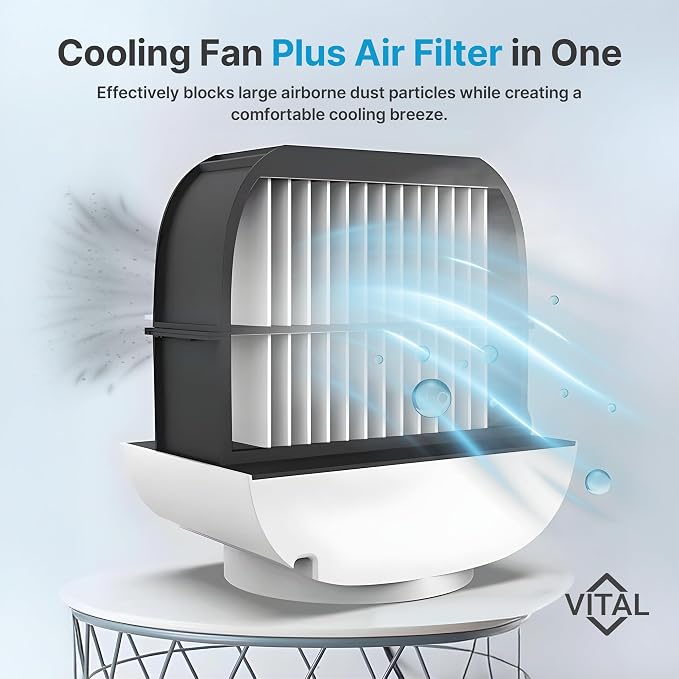 Vital Breeze Portable AC Evaporative Air Cooler Vital Breeze Portable Air Conditioner portable 300 mL Water Tank, < 40 dB