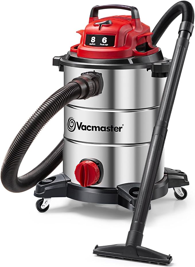 VOC812SF 1101 8-Gallon Premium Stainless Steel Wet/Dry Vacuum, Red Edition, 8 Gal, product image