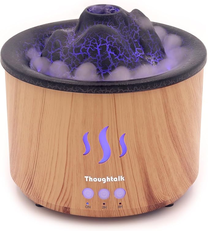 Volcano Essential Oil Diffuser with Jellyfish Mist - 260ml Ultrasonic Aromatherapy Diffuser, Color-Changing LED, Quiet