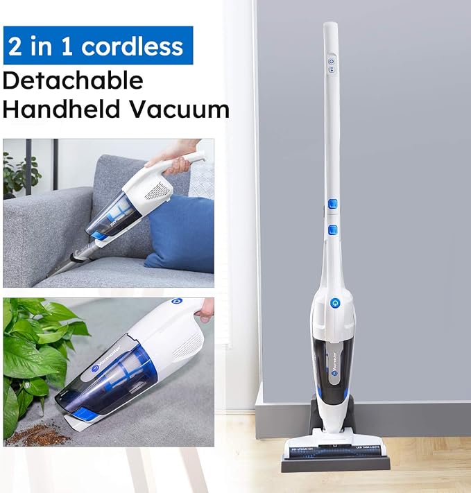 VSD1801 Cordless Handheld & Stick Vacuum Cleaner 2 in 1, Rechargeable Li-ion Battery Powerful Lightweight for Hardwood Floor