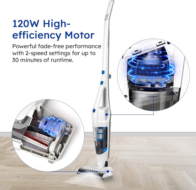 VSD1801 Cordless Handheld & Stick Vacuum Cleaner 2 in 1, Rechargeable Li-ion Battery Powerful Lightweight for Hardwood Floor