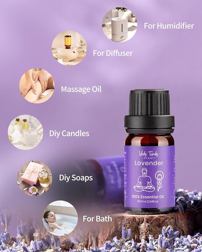 VTS Essential Oils Set (6 x 10ml) - Lavender, Peppermint, Eucalyptus, Tea Tree, Geranium, Rosemary, alternate product view 2