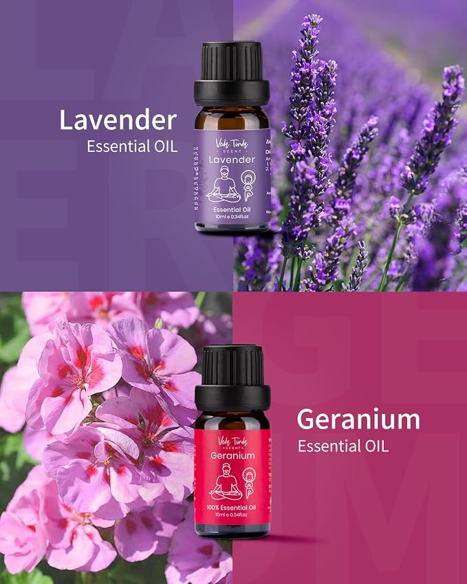 VTS Essential Oils Set (6 x 10ml) - Lavender, Peppermint, Eucalyptus, Tea Tree, Geranium, Rosemary, alternate product view 4