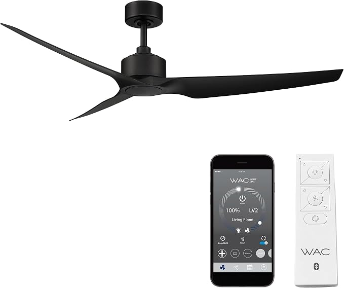 WAC F-056-MB Stella 60" Outdoor Ceiling Fan with Remote Control, Matte Black, product image