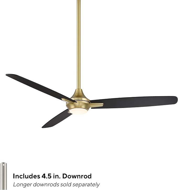 WAC F-060L-SB/MB Blitzen 54" Outdoor Ceiling Fan with LED Lights and Remote, Soft Brass Matte Black, alternate product view 2