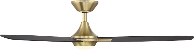 WAC F-060L-SB/MB Blitzen 54" Outdoor Ceiling Fan with LED Lights and Remote, Soft Brass Matte Black, alternate product view 6