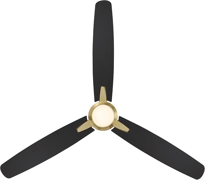 WAC F-060L-SB/MB Blitzen 54" Outdoor Ceiling Fan with LED Lights and Remote, Soft Brass Matte Black, alternate product view 7