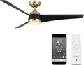 WAC F-070L-SB/MB Sonoma 56" Outdoor Ceiling Fan with Lights and Remote Control, Soft Brass Matte Black, product image
