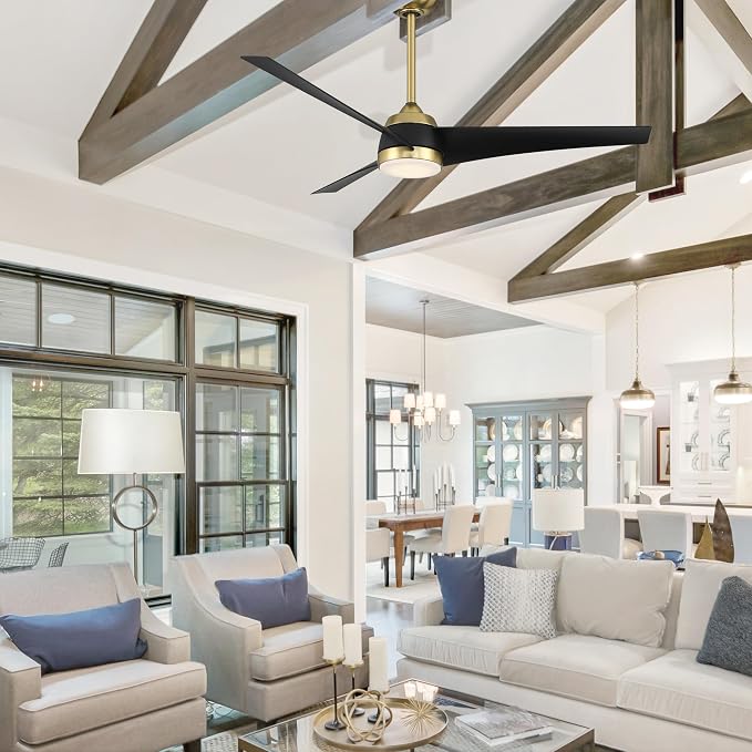 WAC F-070L-SB/MB Sonoma 56" Outdoor Ceiling Fan with Lights and Remote Control, Soft Brass Matte Black, alternate product