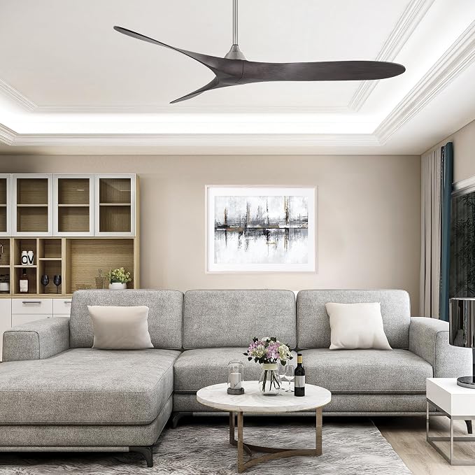 WAC F-089-MB/DW Malibu 70" Outdoor Ceiling Fan with Remote, Matte Black Dark Walnut, alternate product view 8