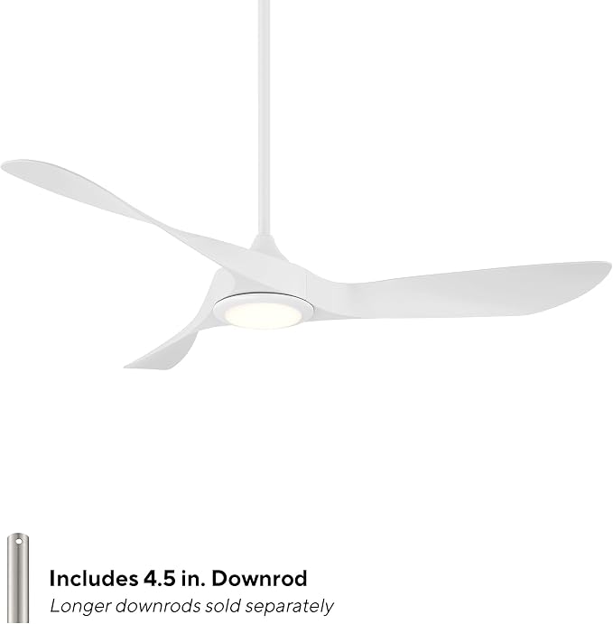 WAC Smart Fans Swirl Indoor and Outdoor 3-Blade Smart Home Ceiling Fan 54in Matte White Adjustable CCT 2700-3000-4000-5000K