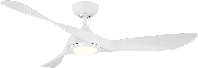 WAC Smart Fans Swirl Indoor and Outdoor 3-Blade Smart Home Ceiling Fan 54in Matte White Adjustable CCT 2700-3000-4000-5000K
