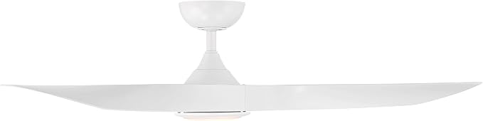 WAC Smart Fans Swirl Indoor and Outdoor 3-Blade Smart Home Ceiling Fan 54in Matte White Adjustable CCT 2700-3000-4000-5000K