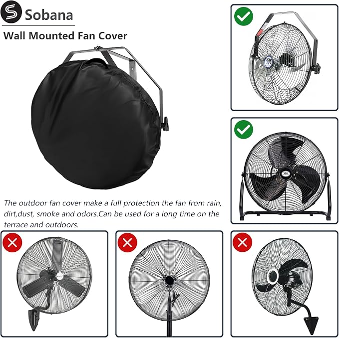 Wall Mount Fan Cover, Fits 18 Inch 20 Inch Industrial Fan and Pedestal Fan, 600D Heavy Duty Waterproof Dustproof Wall Mounted