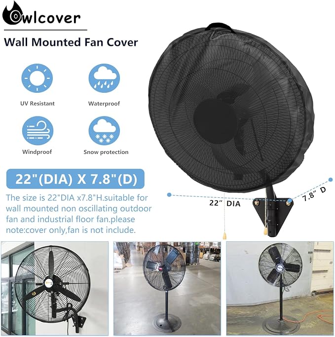 Wall Mount Fan Cover Suitable for 18-21 Inch Heavy Duty 600D Waterproof Dustproof Industrial Outdoor Fan and Pedestal Fan