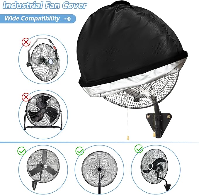 Wall Mount Fan Cover Suitable for 18-21 Inch Heavy Duty 600D Waterproof Dustproof Industrial Outdoor Fan and Pedestal Fan