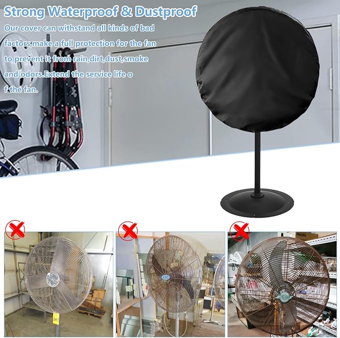 Wall Mount Fan Cover Suitable for 18-21 Inch Heavy Duty 600D Waterproof Dustproof Industrial Outdoor Fan and Pedestal Fan