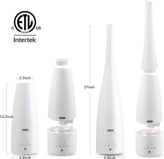 Warm and Cool Mist Humidifier for Home/Bedroom with Remote Control 2.3L Smart Air Humidifier for Desk/Office/Bedroom 25dB