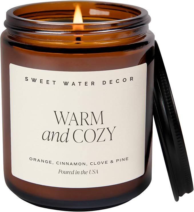 Warm and Cozy Soy Candle - Orange Peel, Cinnamon, Ginger and Clove Scented Candles for Home, product image
