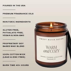 Warm and Cozy Soy Candle - Orange Peel, Cinnamon, Ginger and Clove Scented Candles for Home, alternate product view 2