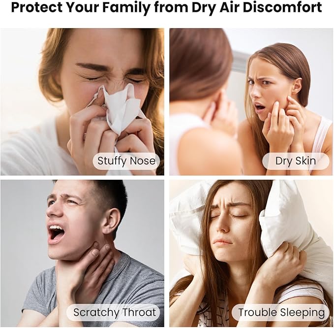 Warm & Cool Mist Humidifier - Black 6L Quiet Top Fill Humidifiers for Bedroom Large Room with Smart Humidity Control