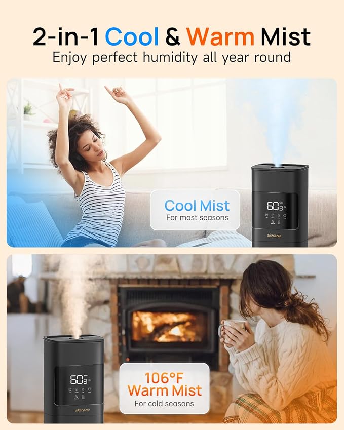 Warm & Cool Mist Humidifiers for Bedroom 500 sq ft, 2.1Gal/8L Humidifier Large Room with Essential Oil Diffuser, alternate