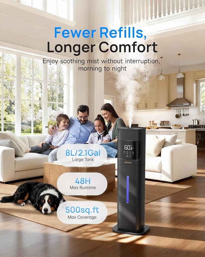 Warm & Cool Mist Humidifiers for Bedroom 500 sq ft, 2.1Gal/8L Humidifier Large Room with Essential Oil Diffuser, alternate