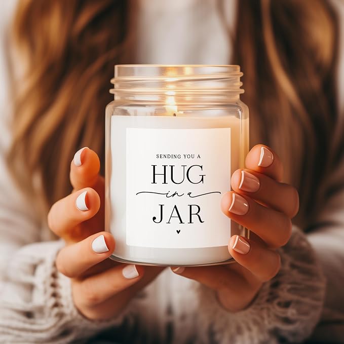 Warm Hug in a Jar Scented Candles for Home, Relaxing Aromatherapy Gifts for Women with Lavender Essential, product image