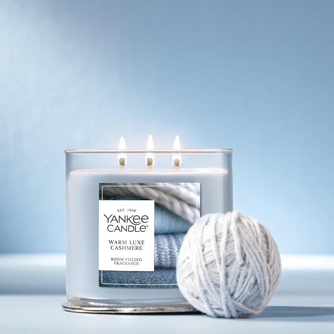 Warm Luxe Cashmere, Fall Scented Candle, 14.5oz 3-Wick Candle Jar with up to 40 Hours Burn Time, alternate product view 4