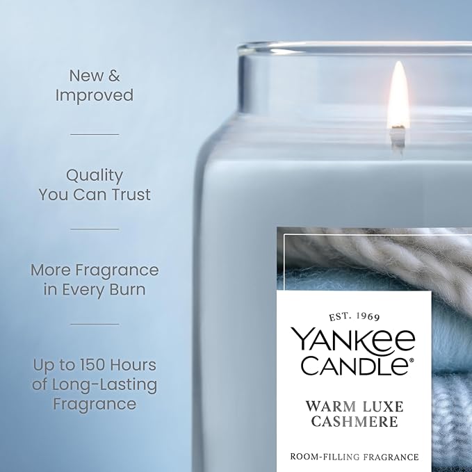 Warm Luxe Cashmere, Holiday Scented Candle, 22oz Large Jar with up to 150 Hour Burn Time, Giftable, alternate product view 3