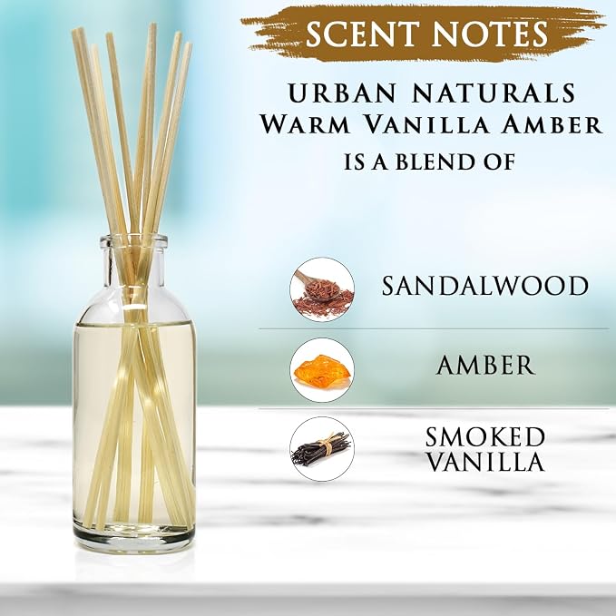 Warm Vanilla Amber Reed Diffuser Gift Set | Creamy. Warm. Sultry. Notes of Sandalwood, Amber & Smoked Vanilla | Made with