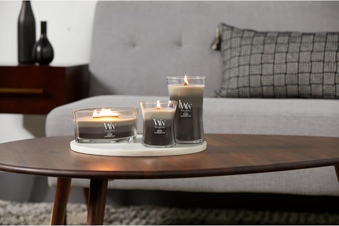 Warm Woods Trilogy Holiday Candle Gifts for Women and Men, 21.5 oz Large Hourglass Trilogy Candle with Crackling Wick