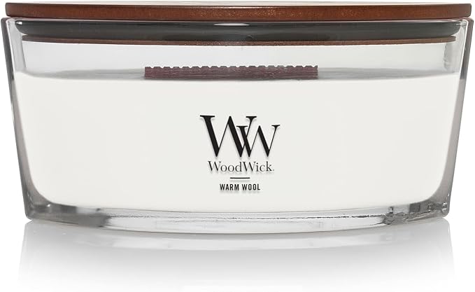 Warm Wool Holiday Candle Gifts for Women and Men, 16 oz Ellipse Candle with Crackling Wick, product image