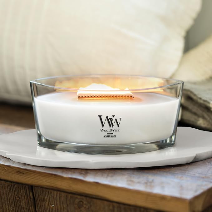 Warm Wool Holiday Candle Gifts for Women and Men, 16 oz Ellipse Candle with Crackling Wick, alternate product view 2