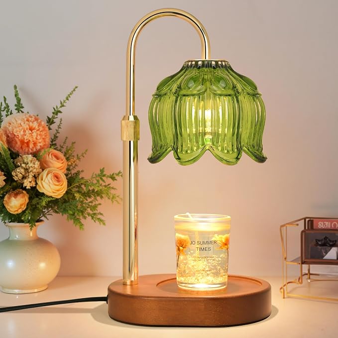 Warmer lamp with Timer Dimmer,Electric Candle Warmer, Vintage Flower Lotus lamp,Compatible with Various Candles, Gifts for