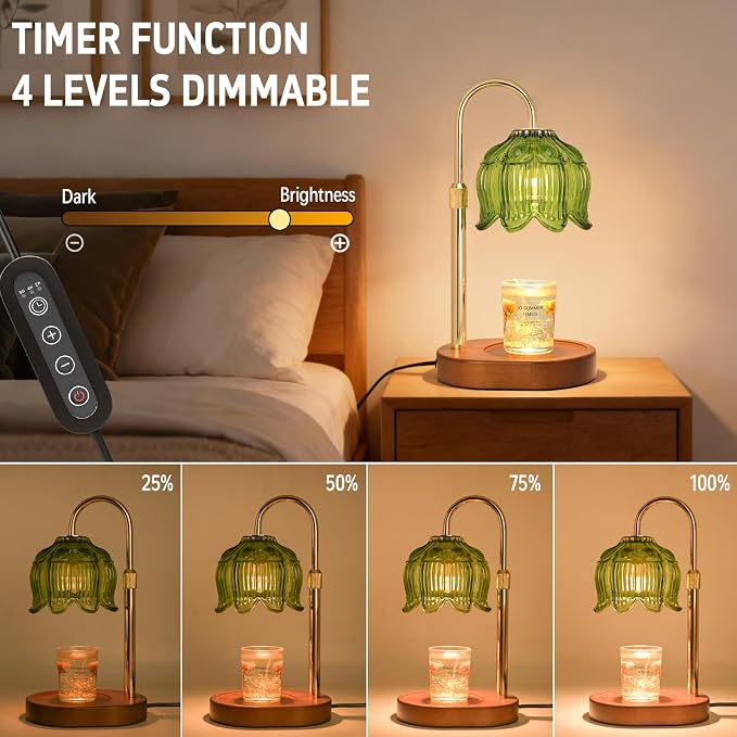 Warmer lamp with Timer Dimmer,Electric Candle Warmer, Vintage Flower Lotus lamp,Compatible with Various Candles, Gifts for