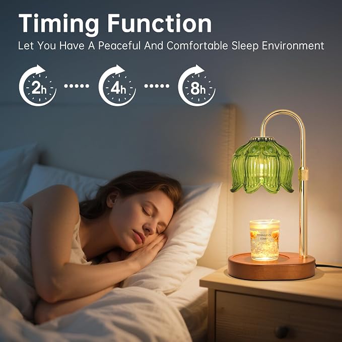 Warmer lamp with Timer Dimmer,Electric Candle Warmer, Vintage Flower Lotus lamp,Compatible with Various Candles, Gifts for
