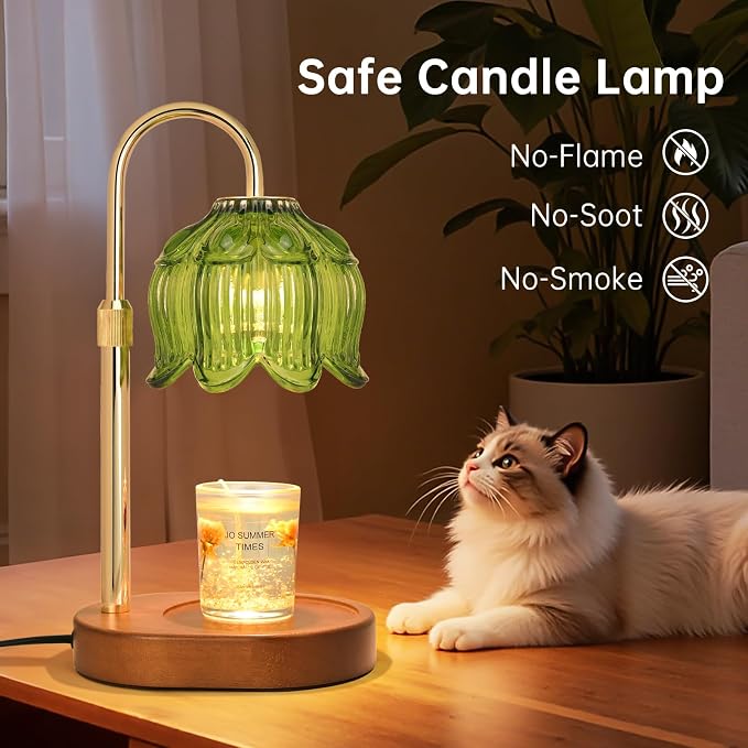 Warmer lamp with Timer Dimmer,Electric Candle Warmer, Vintage Flower Lotus lamp,Compatible with Various Candles, Gifts for