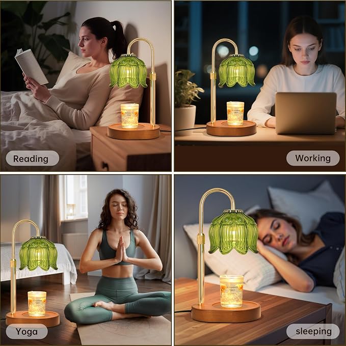 Warmer lamp with Timer Dimmer,Electric Candle Warmer, Vintage Flower Lotus lamp,Compatible with Various Candles, Gifts for