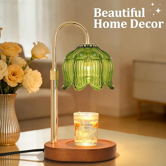 Warmer lamp with Timer Dimmer,Electric Candle Warmer, Vintage Flower Lotus lamp,Compatible with Various Candles, Gifts for