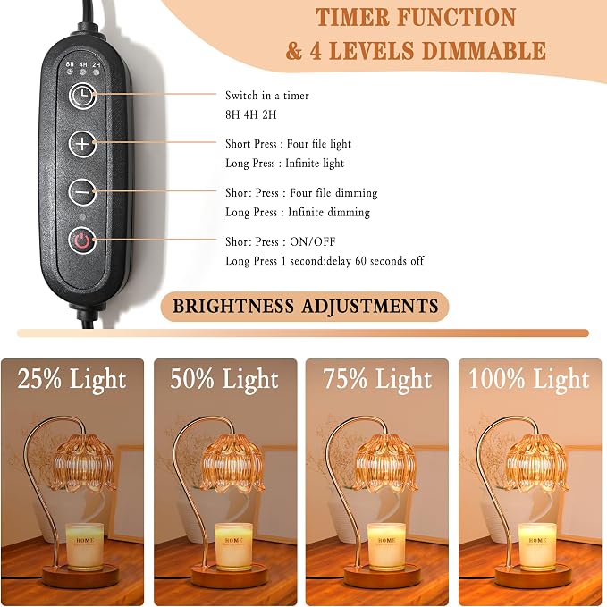 Warmer Lamp with Timer dimmer,Gifts for Women,House Warming Gifts for Vintage Bedroom Home Decor,Wax melt Warmer for Scented